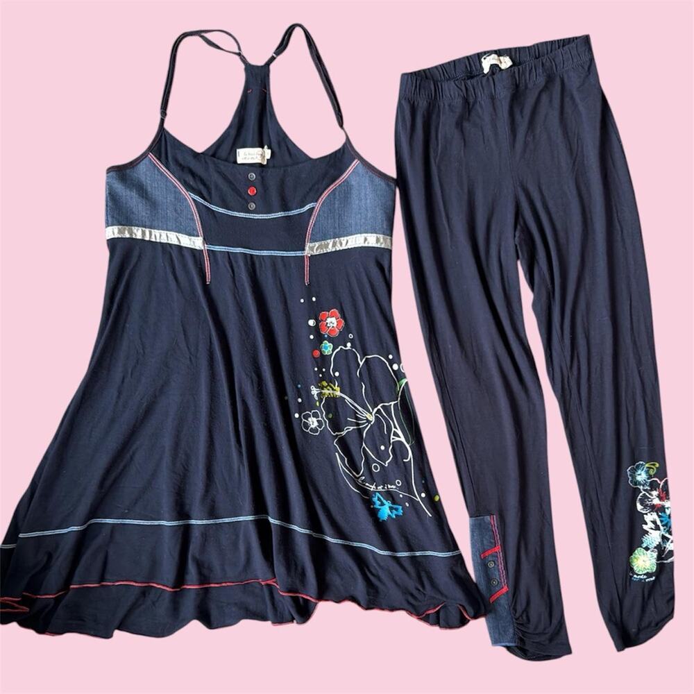 La mode est a vous 2 piece Navy blue tunic and matching leggings set
